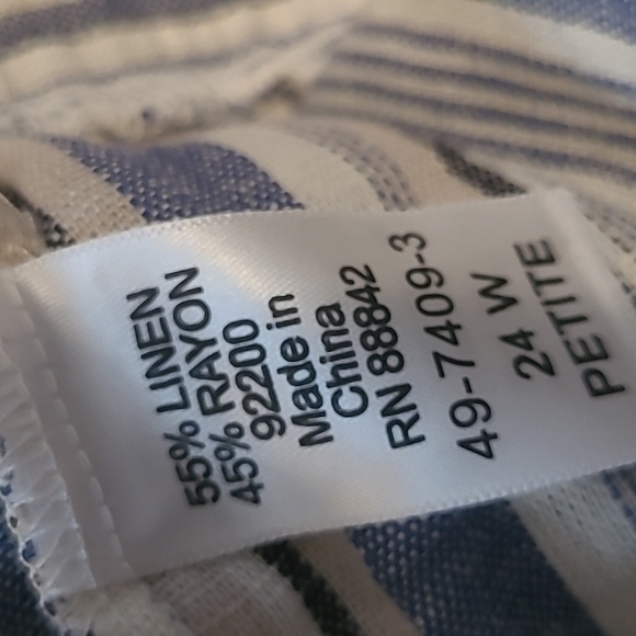 Women's 24W Petite striped Linen blend pull-on wide leg pants beach boho casual - Picture 11 of 15